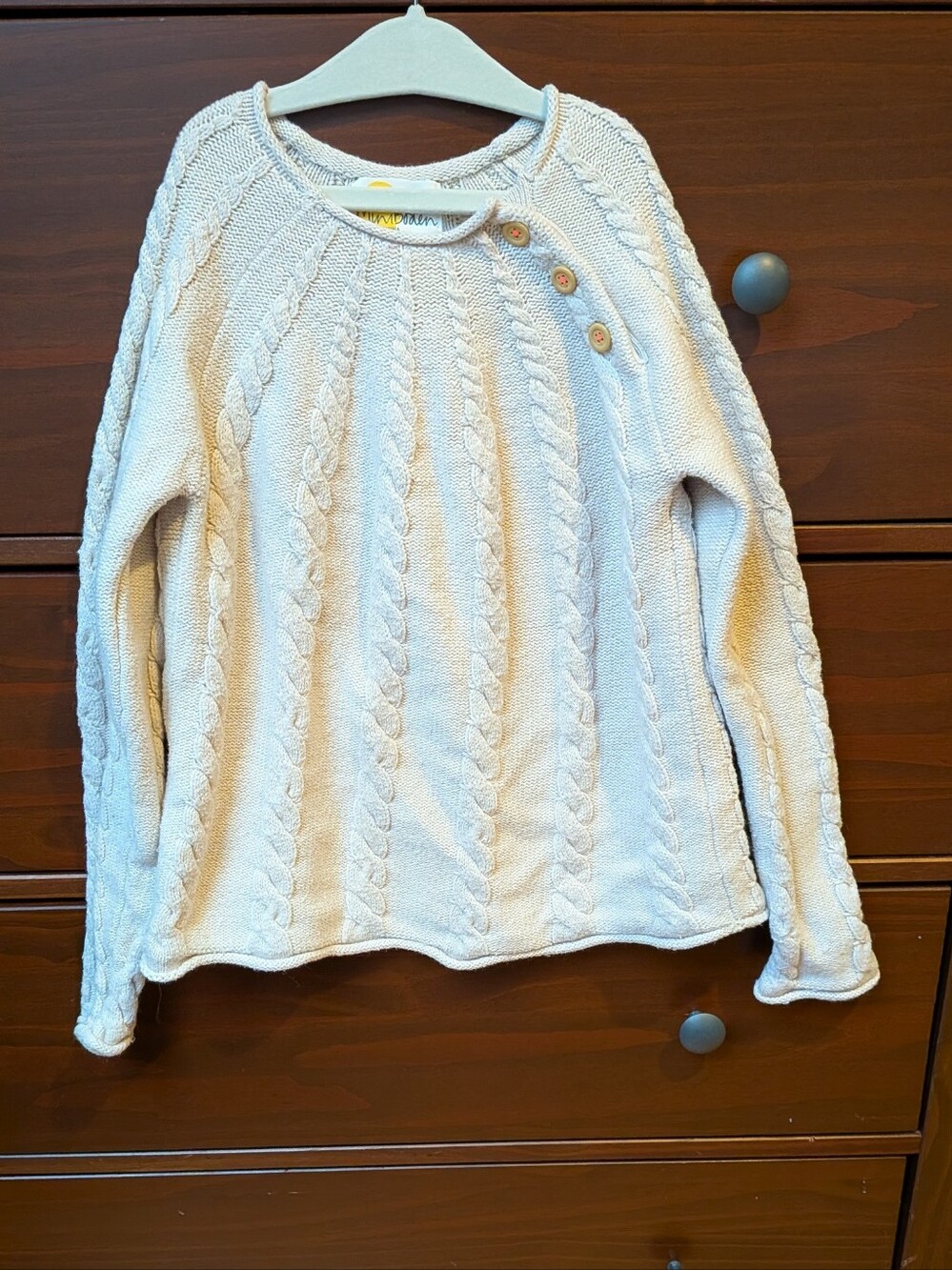 Mini boden Size 9/10 Cream Sweater Cotton Blend Crew Neck B7